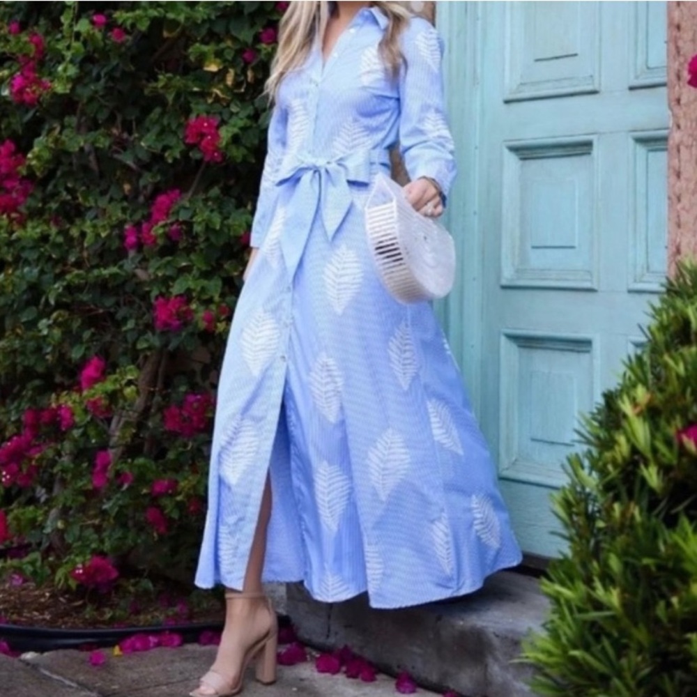 Zara Embroidered Pinstripe Dress XS